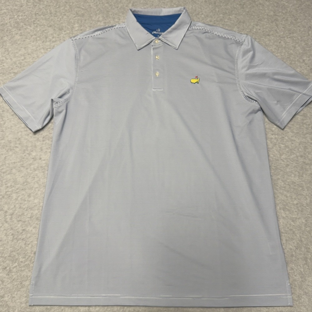 Masters Tech Polo Shirt Mens XL Blue Stripe Golf Augusta National Stretch